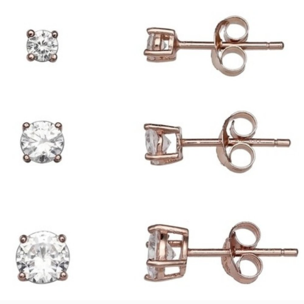 Primrose 18K Rose Gold Cubic Zirconia Earring Set - Picture 2 of 9